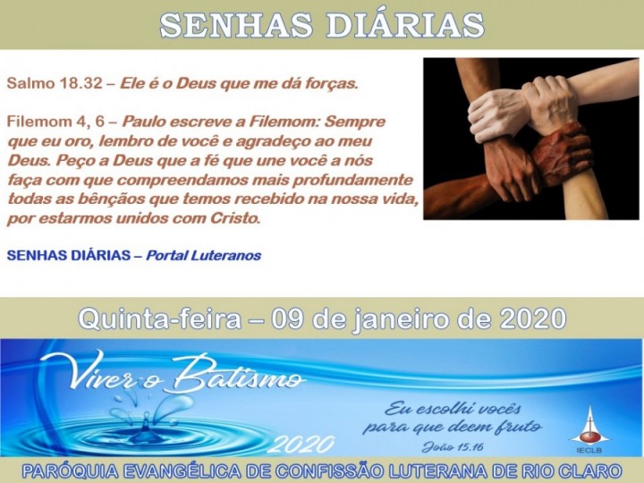 Senhas do dia - 09.01.2020