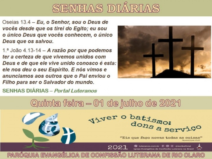 Senhas do dia - 01.07.2021