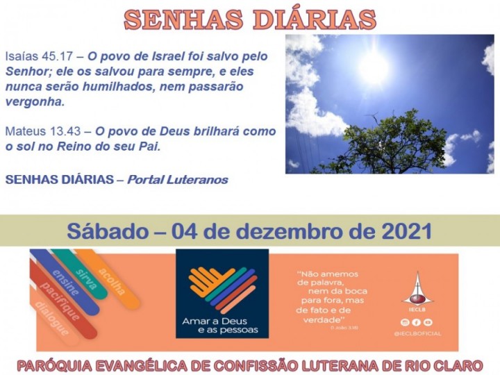 Senhas do dia - 04.12.2021