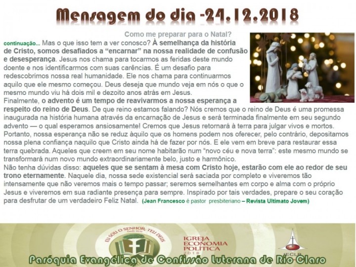 Mensagem do dia - 24.12.2018