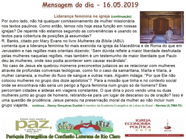 Mensagem do dia - 16.05.2019