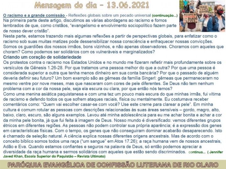 Mensagem do dia - 13.06.2021