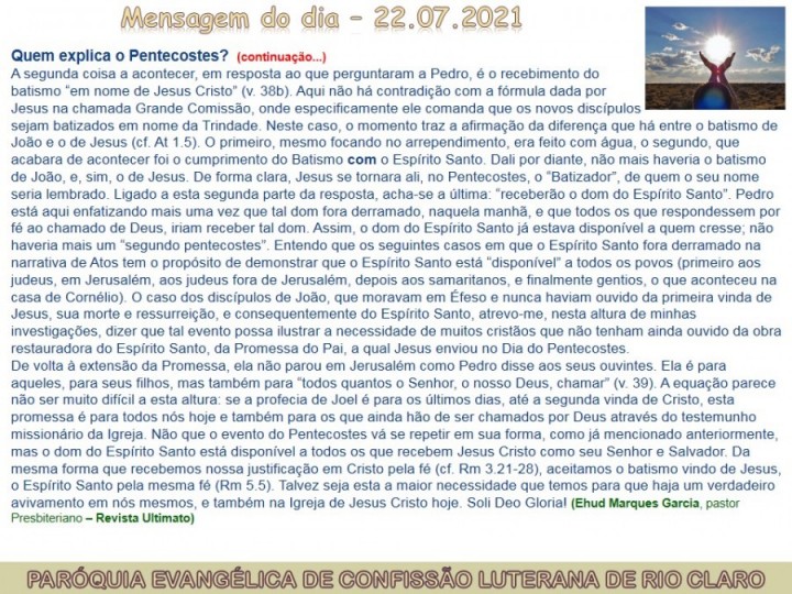 Mensagem do dia - 22.07.2021