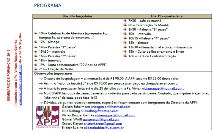 Programa do Seminário da APPI 2013