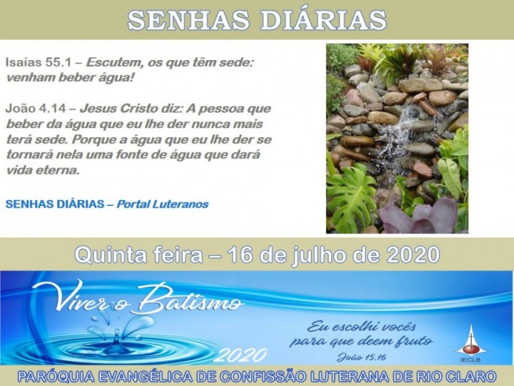 Senhas do dia - 16.07.2020