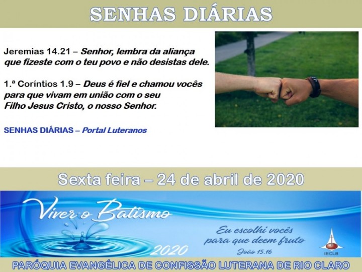 Senhas do dia - 24.04.2020