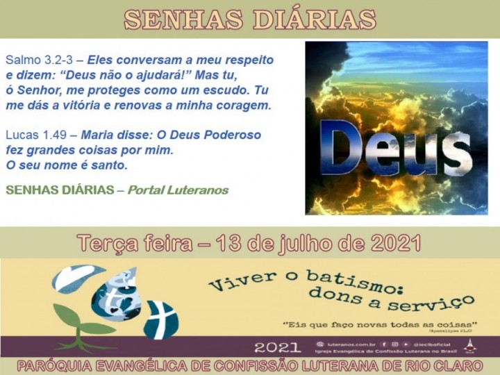 Senhas do dia - 13.07.2021