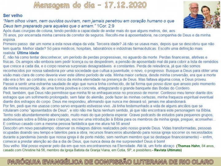 Mensagem do dia - 17.12.2020