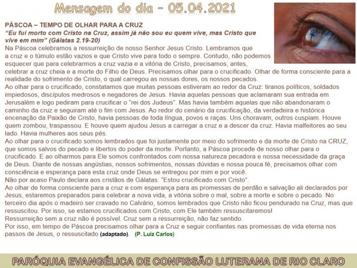 Mensagem do dia - 05.04.2021