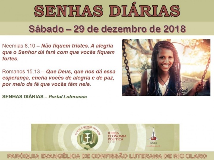 Senhas do dia - 29.12.2018