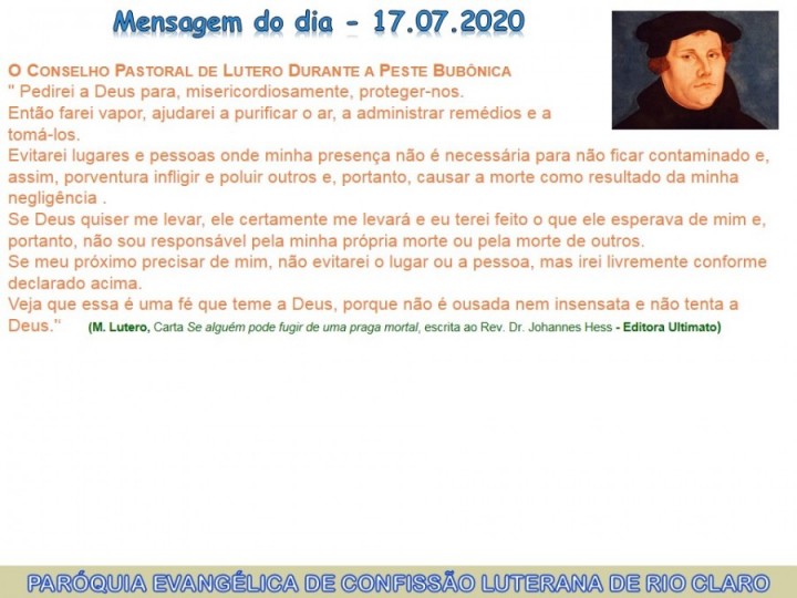 Mensagem do dia - 17.07.2020