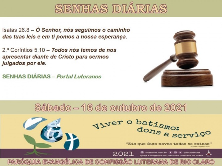 Senhas do dia - 16.10.2021