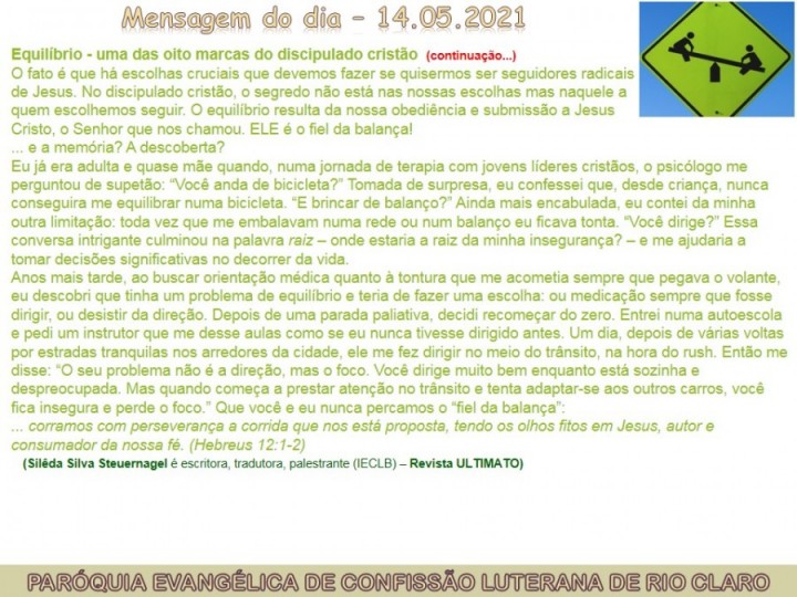 Mensagem do dia - 14.05.2021