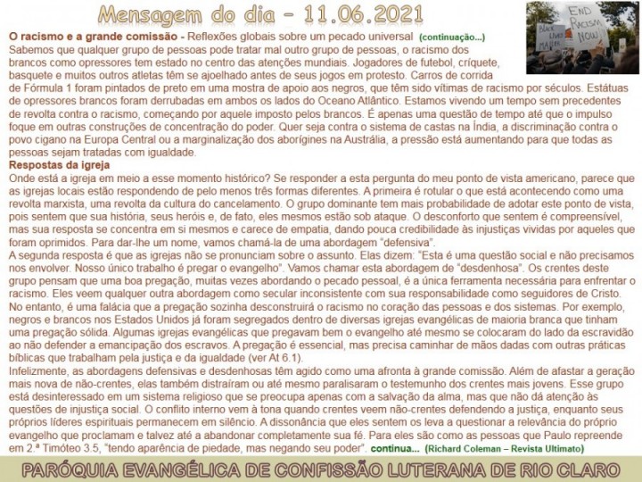 Mensagem do dia - 11.06.2021