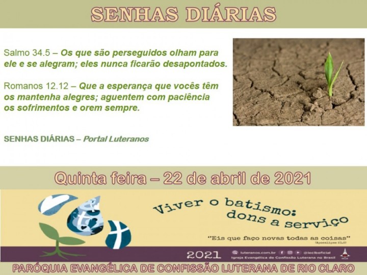 Senhas do dia - 22.04.2021