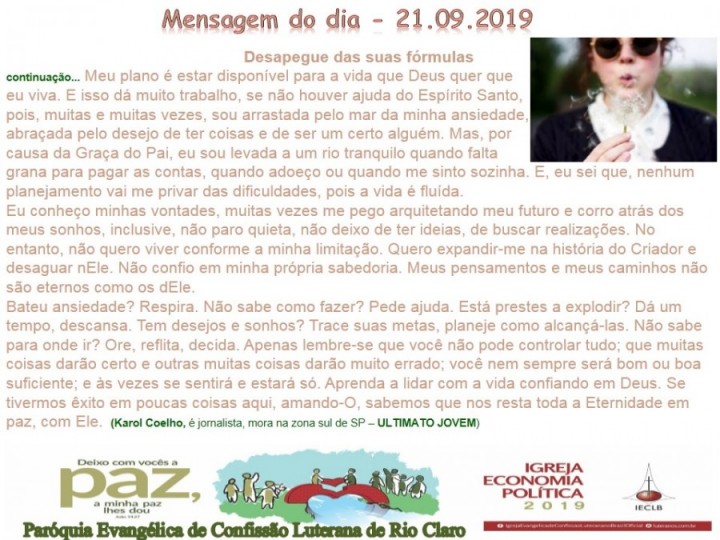 Mensagem do dia - 21.09.2019