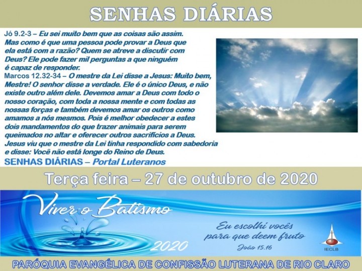 Senhas do dia - 27.10.2020