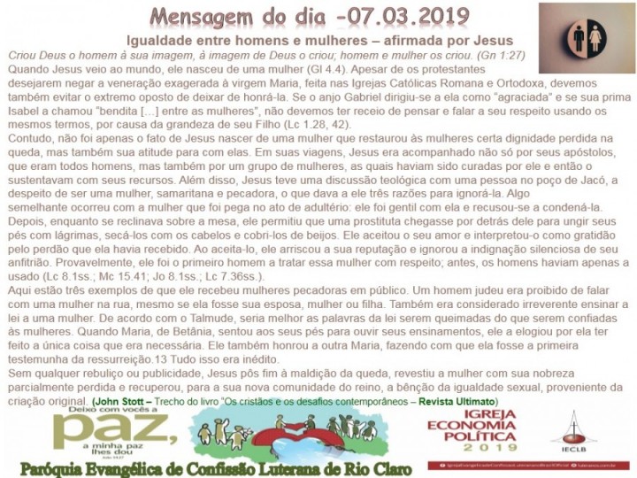 Mensagem do dia - 07.03.2019