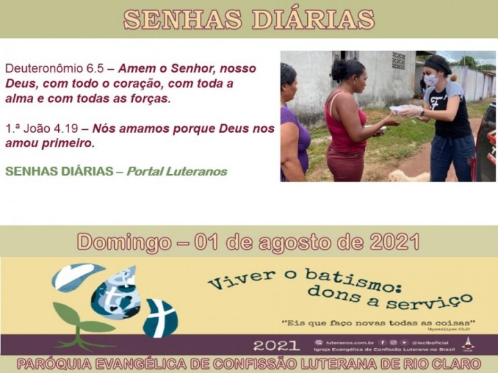 Senhas do dia - 01.08.2021