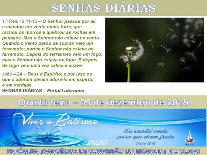 Senhas do dia - 05.12.2019