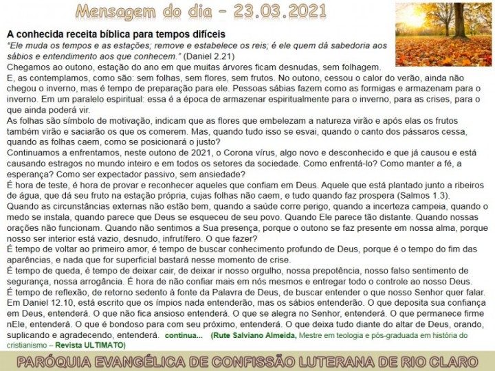 Mensagem do dia - 23.03.2021