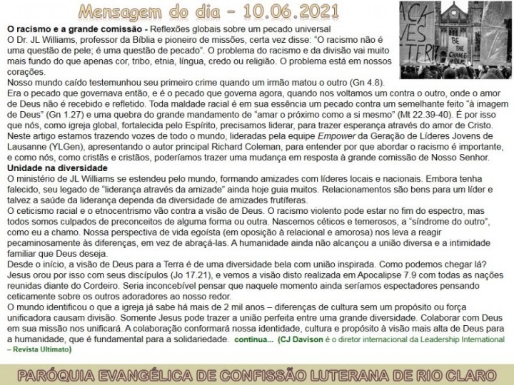 Mensagem do dia - 10.06.2021