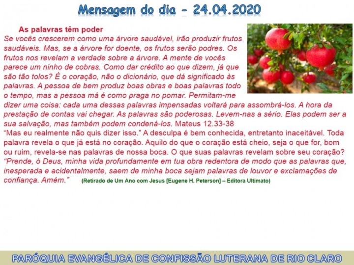 Mensagem do dia - 24.04.2020