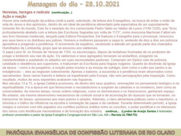 Mensagem do dia - 28.10.2021