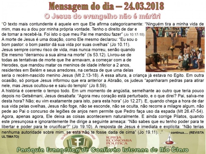 Mensagem do dia - 24.03.2018