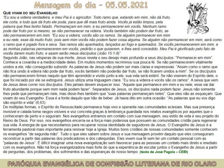 Mensagem do dia - 05.05.2021