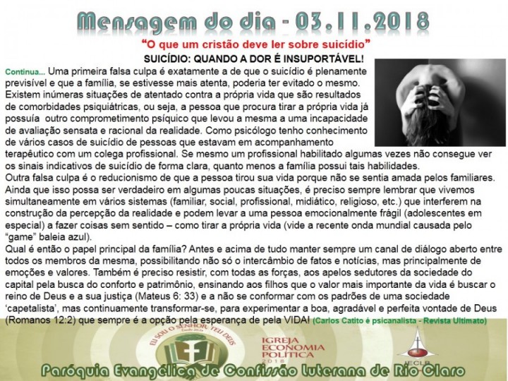 Mensagem do dia - 03.11.2018