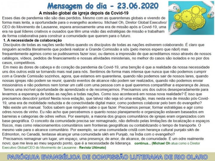 Mensagem do dia - 23.06.2020