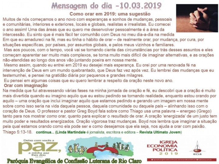 Mensagem do dia - 10.03.2019