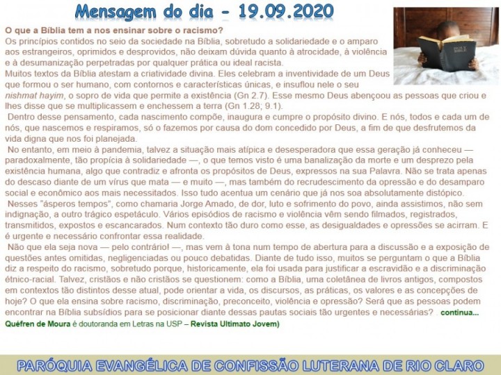 Mensagem do dia - 19.09.2020