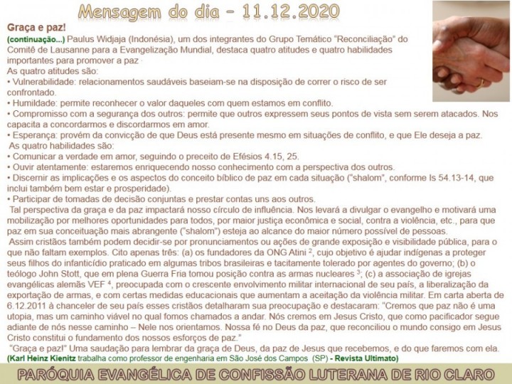 Mensagem do dia - 11.12.2020