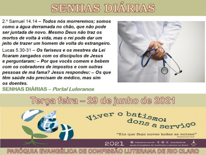 Senhas do dia - 29.06.2021