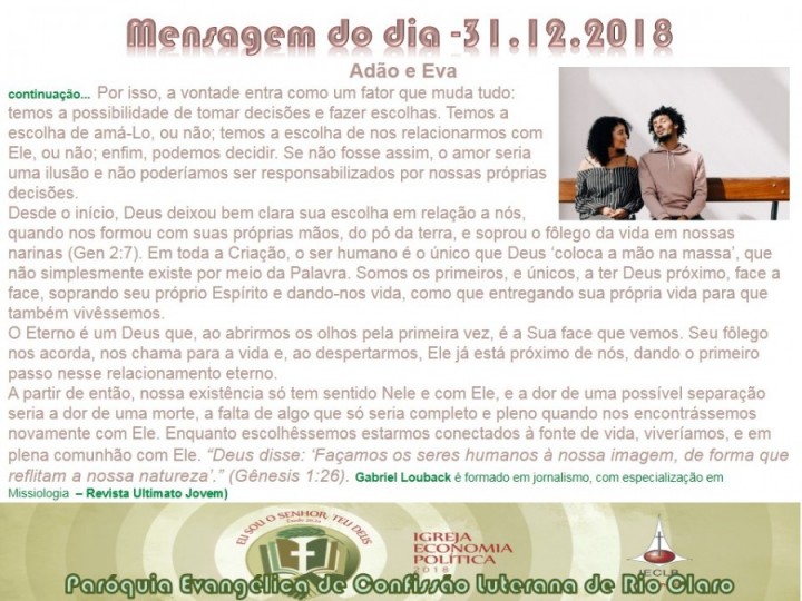 Mensagem do dia - 31.12.2018