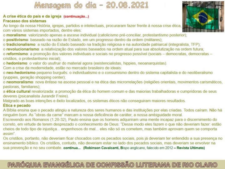 Mensagem do dia - 20.08.2021