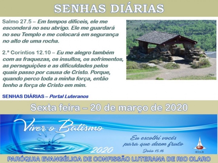 Senhas do dia - 20.03.2020