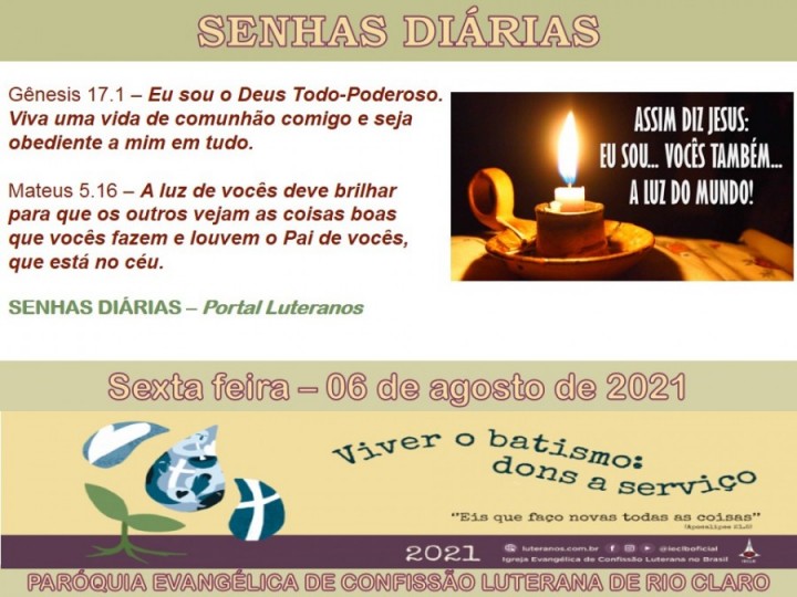 Senhas do dia - 06.08.2021