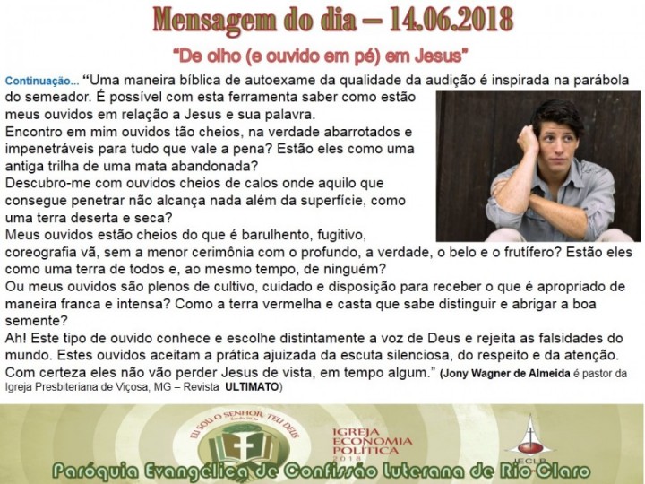 Mensagem do dia - 14.06.2018