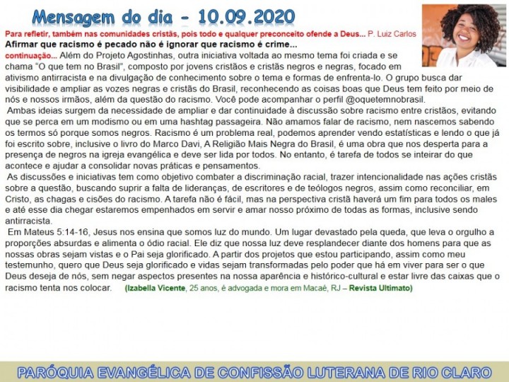 Mensagem do dia - 10.09.2020