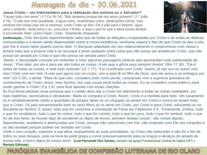 Mensagem do dia - 30.06.2021