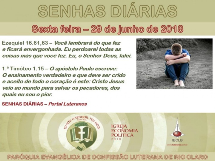 Senhas do dia - 29.06.2018