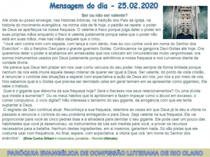 Mensagem do dia - 25.02.2020