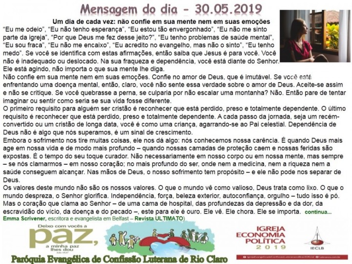 Mensagem do dia - 30.05.2019