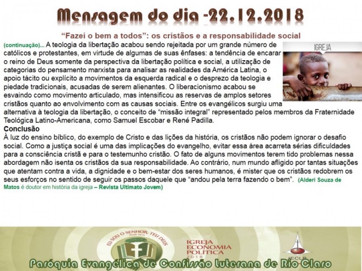 Mensagem do dia - 22.12.2018