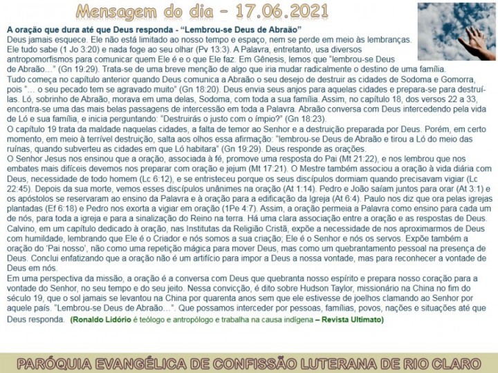 Mensagem do dia - 17.06.2021