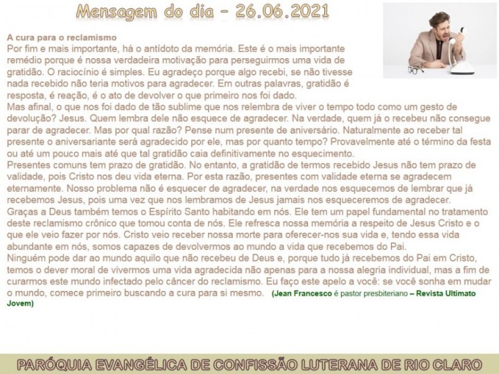 Mensagem do dia - 26.06.2021