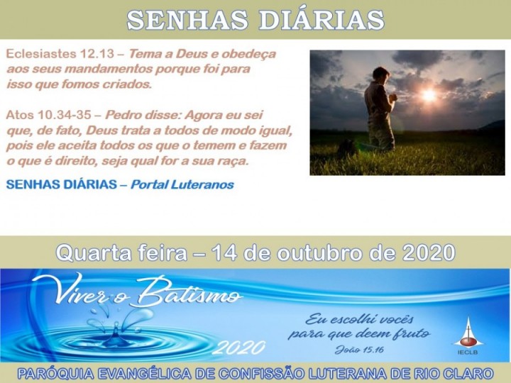 Senhas do dia - 14.10.2020